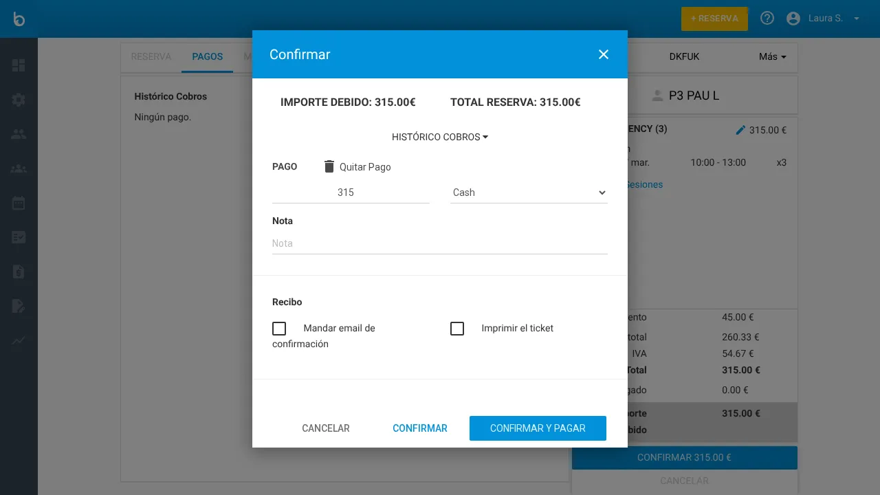 Payment method selected