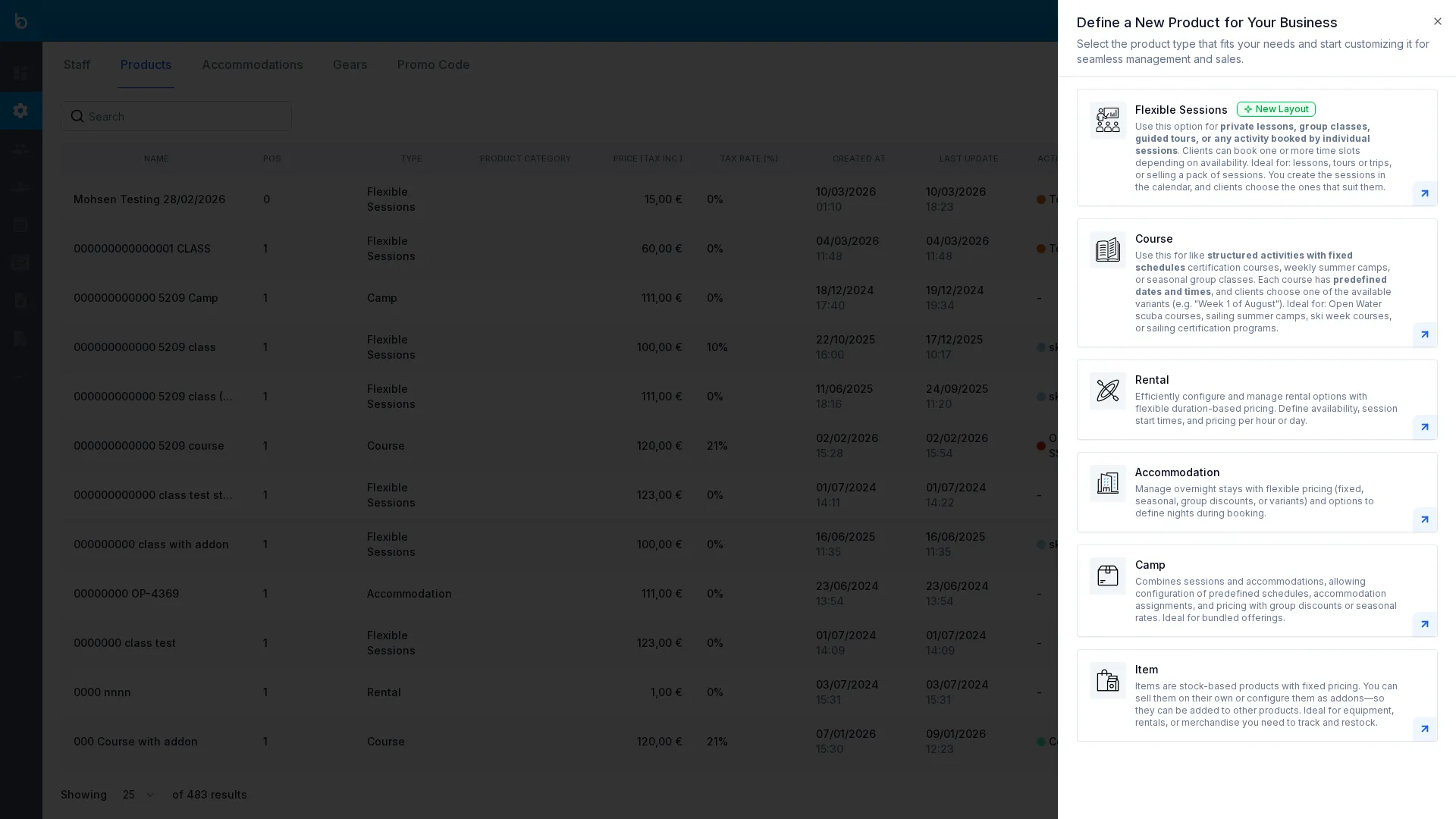 Product type selector