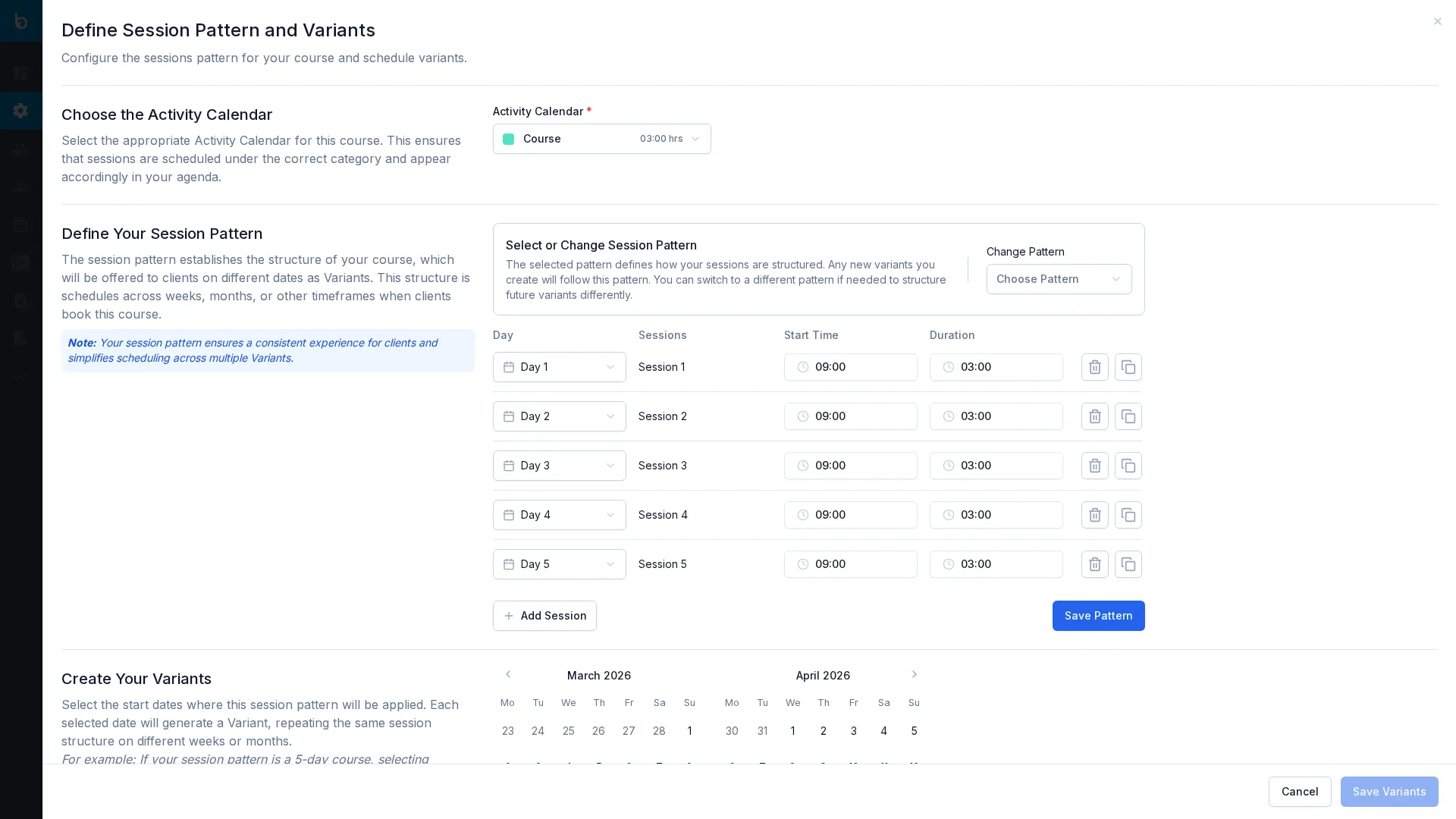 Scheduling with multiple sessions
