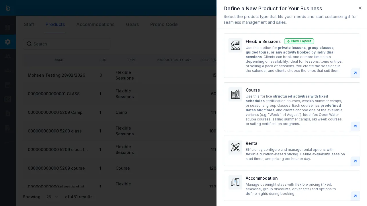 Product type selector