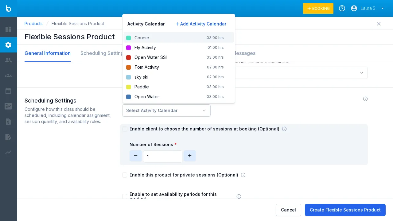 Select activity calendar