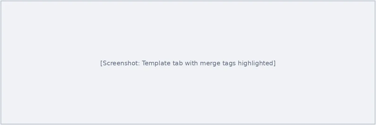 Template tab with merge tags