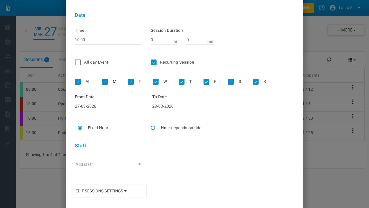 Date range and time mode