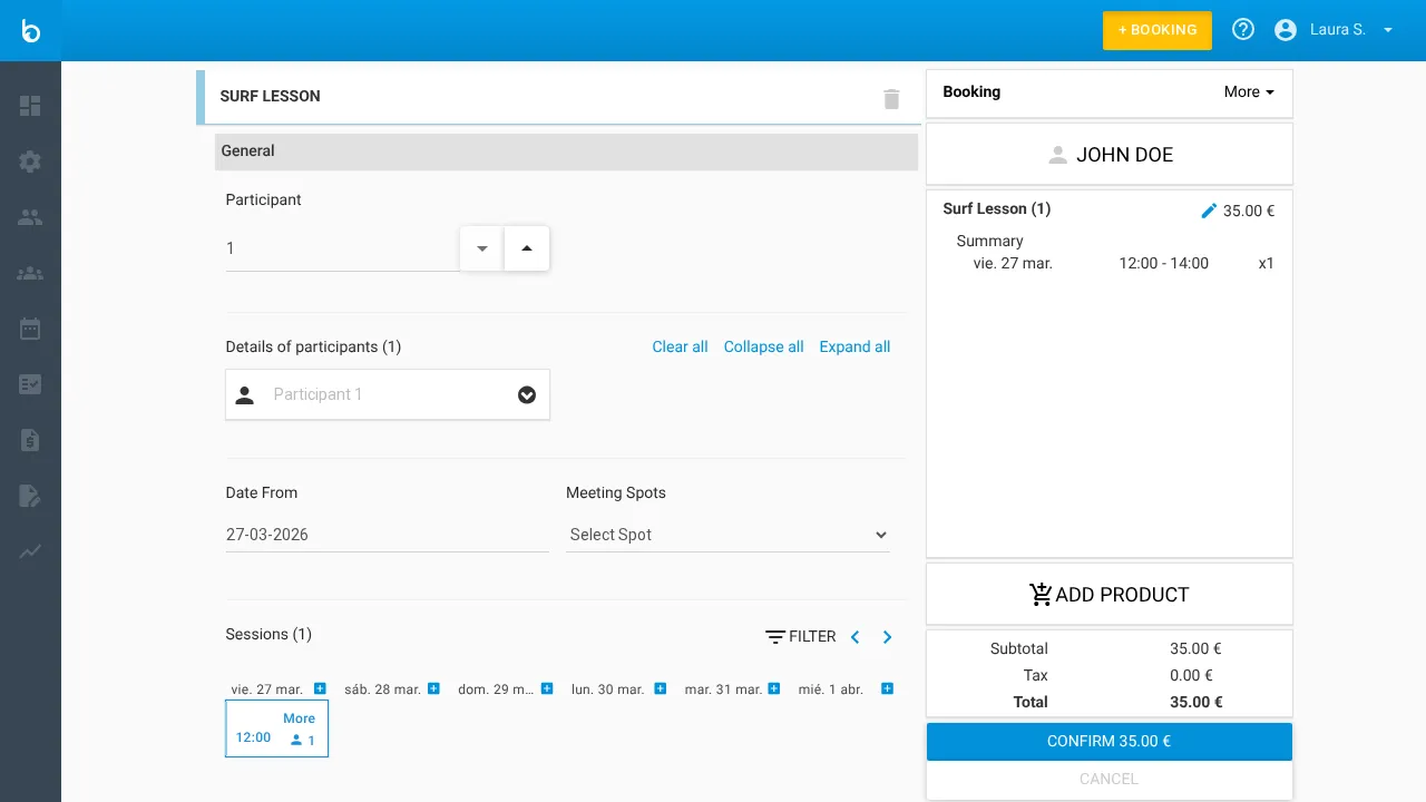 Customer added to booking
