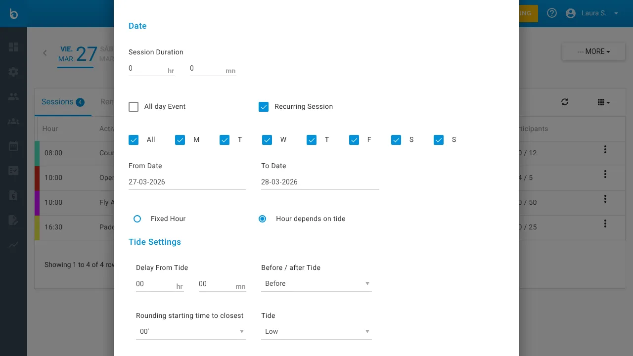 Tide-dependent settings